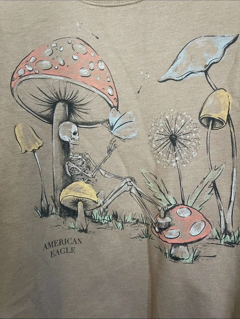 American Eagle Outfitters Beige Graphic Mushroom Sweatshirt - Picture 3 of 4